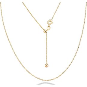 Miabella 925 Sterling Silver or 18Kt Yellow Gold Over Silver Italian 1.3mm Adjustable Solid Diamond Cut Thin Bolo Cable Chain Necklace for Women, Slider Chain 14-24 Inch Made in Italy in Kuwait
