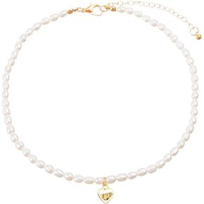 wgoud Natural Freshwater Pearl Choker Necklace for Women, Trendy 14K Gold Plated Pearl Necklaces Handmade Jewelry Gift