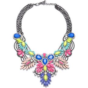 Lovage Colorful Resin Bubble Bib Statement Necklace Bohemian Chunky Collar Jewelry in Saudi Arabia