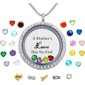 Veeshy Best Mom Mother Gift، قلادة قلادة عائمة على شكل قلادة الذاكرة الحية مع سحر وأحجار الميلاد للنساء in Kuwait