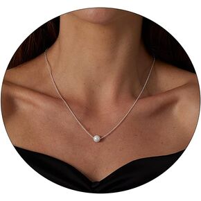 Sewyer Dainty Pearl قلادة القلائد للنساء 14K مطلية بالذهب اليدوية الطبقات اللؤلؤ سلسلة قلادة حساسة الطبقات لؤلؤ المياه العذبة قلادة المجوهرات اليومية هدية