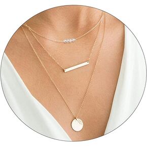Pancert Pearl Necklaces for Women 14K Gold Plated Dainty Gold Pearl Pendant Necklace Layered Pearl Chain Necklace Freshwater Pearl Necklace Everyday Jewelry Gift for Girls