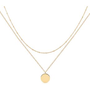 MEVECCO Layered Heart Necklace Pendant Handmade 18k Gold Plated Dainty Gold Choker Arrow Bar Layering Long Necklace for Women