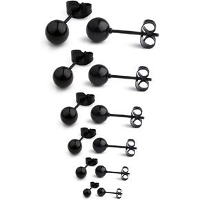Ruifan 20G Stainless Steel Ball Stud Earrings for Men Women Round 3-8mm 6Pairs in Kuwait