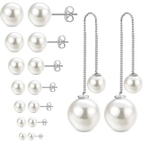 JewelrieShop Pearl Earrings Faux Pearl Stud Ball Earrings Pearl Drop Earrings Hypoallergenic Pearl Earrings Dangle for Women