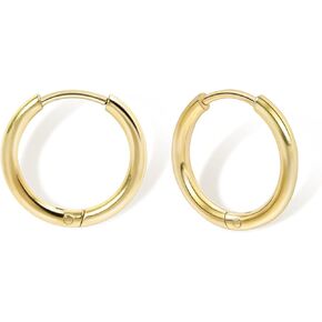Small Gold Hoop Earrings Lightweight: Hinged Huggie Hoop Earrings for Lobe Cartilage Helix Tiny Hoops Earrings in Gold Plated Silver Black for Women Men Girls (Set of 1-5 Pairs)