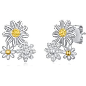 أقراط ديزي 925 سيلفي زهرة أقراط هيبوالرجينيك زهرة الأقحوان ترصيع الأقراط هدية للنساء الفتيات in Kuwait