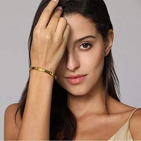A D. ALLEN & DANMI. AD Jewelry 18 K Gold Plated Love Bangle Bracelet Stone Stainless Steel Bangle for Love … in Saudi Arabia