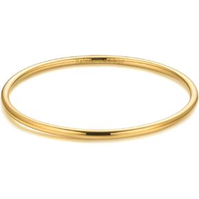 Kainier 3mm 14K Gold Plated Bracelet Stainless Steel Glossy Stackable Thin Round Bangle Bracelet for Women Oval Solid Plain Polished Bracelet Best Gifts for Love in Saudi Arabia