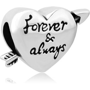CharmSStory Forever and Always Arrow Through a Heart Charm Beads for European Bracelet