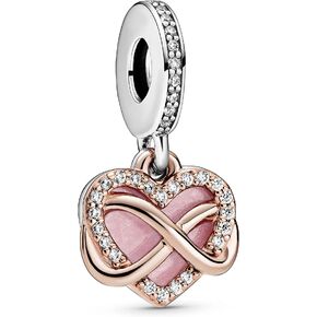 PANDORA Jewelry Sparkling Infinity Heart Dangle Charm - Pink Necklace or Bracelet Charm for Women - Sterling Silver and 14k Rose Gold-Plated with Cubic Zirconia in Saudi Arabia