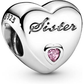 PANDORA Jewelry Sister's Love Cubic Zirconia Charm in Sterling Silver, No Box in Kuwait