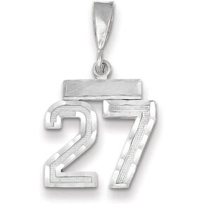 14k White Gold Small Brushed Diamond-cut Numeric Number Charm Pendant Fine Jewelry for Women in Saudi Arabia