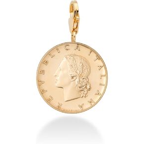 Miabella 18K Gold over Sterling Silver Genuine Italian 20-Lira Coin Dangle Medallion Charm Pendant for Bracelet Necklace Women Men 925 Made in Italy in Kuwait