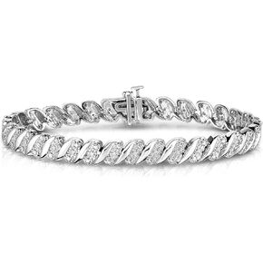 NATALIA DRAKE 1/4 Cttw Wave Link Diamond Tennis Bracelet for Women in Sterling Silver (Color I-J/Clarity I2-I3)
