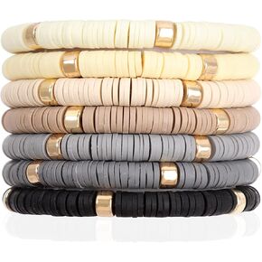 RIAH FASHION أساور بوهيمية متعددة الطبقات مطرزة بالخرز - مجموعة أساور متعددة الاستخدامات قابلة للتمدد من الخرز الكريستالي اللامع سهلة الارتداء in Kuwait