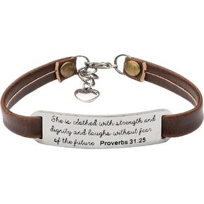 UNQJRY Leather Bracelet for Women Teens Christian Engraved Ornament Jewelry Gift Inspirational Vintage Stretch Religion Bible Verse Christmas Gifts in Saudi Arabia
