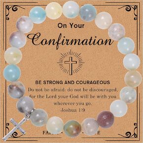 هدايا مسيحية من جيلكوني للنساء والرجال، سوار متقاطع من الحجر الطبيعي، هدايا دينية كاثوليكية للنساء والرجال والمراهقين والبنات والحفيد in Kuwait