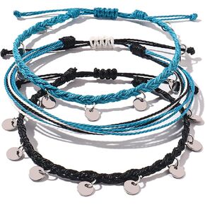FANCY SHINY String Ankle Bracelets Waterproof Rope Anklets Braided Beach Boho Coin Anklets Cute Friendship Foot Jewelry for Women Teen Girls