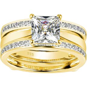 Wuziwen Princess Bridal Ring Set for Women Wedding Band Guard Enhancers CZ Sterling Silver Size 4-13 in Kuwait