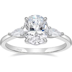 EAMTI 3CT Engagement Rings 3-Stone Oval Cut Cubic Zirconia CZ Wedding Promise Rings for Her Wedding Bands for Women Size 3-11 in Saudi Arabia