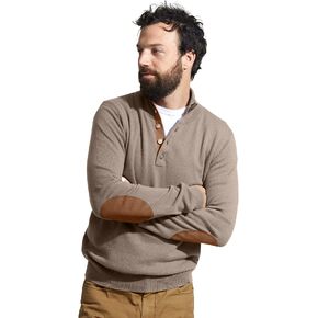 State Cashmere Men's Button Up Mock Neck Sweater 100% Pure Cashmere Long Sleeve Polo Quarter Collar Pullover