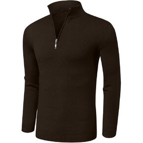 Aiyino Men's Quarter Zip Up Long Sleeve Sweaters Slim Fit Lightweight Mock Neck Pullover Casual Polo Sweater in Kuwait