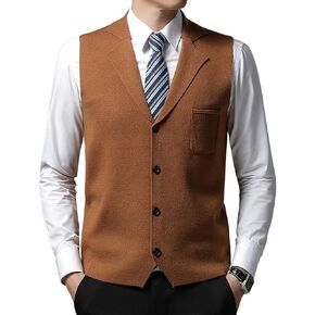 yoeasy Men's Cashmere Wool Blended Button Vest Relax Fit Lightweight V-Neck Sweater Cardigan Sweater