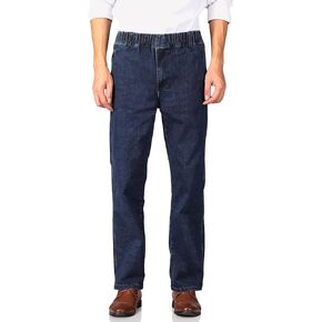 Soojun Mens Casual Loose Fit Elastic Waist Jeans Denim Pants