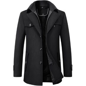 chouyatou Men's Winter Stylish Wool Blend Single Breasted Military Peacoat in Saudi Arabia