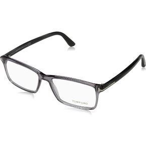TOM FORD Men's TF 5408 Rectangular Eyeglasses 56mm, Transp. Grey, Grey Horn Effect Temples, Shiny Pall, 56/16/145 in Saudi Arabia