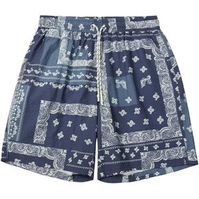 KGYA Men's Swim Trunks Waistband with Drawstring Quick Dry Seersucker Beach Shorts with Pockets in Kuwait