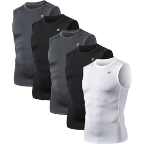 TELALEO 5 Pack Men's Athletic Compression Shirts Sleeveless Workout Tank Top Sports Base Layer Running Basketball in Saudi Arabia
