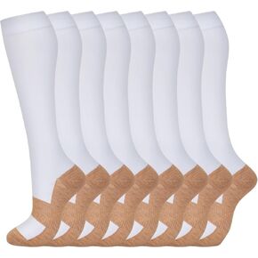 fenglaoda 8 Pairs Compression Socks for Men & Women 20-30 mmHg Knee High Nurse Pregnant Running Medical and Travel Athletic