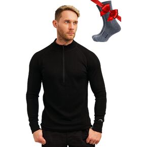 Merino Wool Base Layer Mens - Wool Half Zip Sweater Men - Merino Quarter Zip Wool Sweater Midweight, Heavyweight