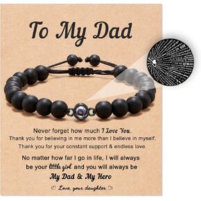 LAVEIR 100 Language Projection Bracelet for Men Teens, Natural Stone Gifts for Dad/Son/Nephew/Grandpa/Unlce/Brother