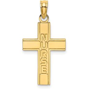 Solid 14k Yellow Gold Nurse Cross Charm Pendant - 18mm x 12mm in Kuwait