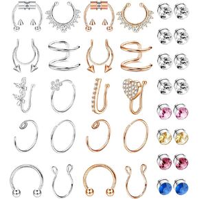 FINREZIO 36PCS Fake Nose Rings for Women Men Septum Piercing Stud Fake Septum Nose Hoop Rings Nose Cuffs for Non Pierced Nose Rings in Saudi Arabia