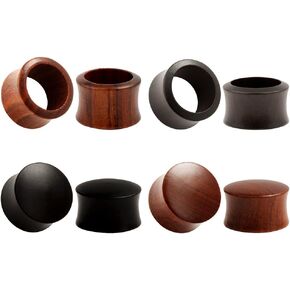 KUBOOZ(4 Pairs Set Nature Sandalwood Ebony Ear Plugs Tunnels Gauges Stretcher Piercings in Saudi Arabia