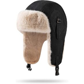 CLAPE Winter Bomber Hats Faux Fur Trooper Trapper Hat Ushanka Russian Hat Unisex Snow Eskimo Hat with Ear Flaps Hunting Caps