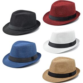 Gionforsy 5 Pack Mens Fedora Hat Classic 1920s Hat Short Brim Fedora Hats Summer Beach Panama Hat for Men Women in Saudi Arabia