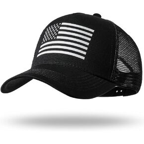 قبعة سائق شاحنة العلم الأمريكي - قبعة Snapback، قبعة بيسبول للرجال والنساء - جانب شبكي مسامي، مقاس قابل للتعديل - للارتداء الكاجوال