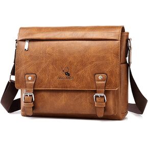 KUANG! Men's Shoulder Bag PU Leather Business Messenger Bag Briefcase Travel Crossbody Multi Pockets Handbag Purse in Saudi Arabia