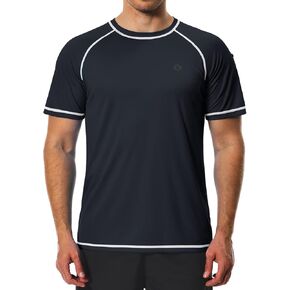 Men's Swim Shirts Quick Dry Rash Guard UPF 50+ Sun Protection Fishing Beach Water Shirts Short Sleeve