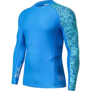 HUGE SPORTS Men's Splice UV Sun Protection UPF 50+ Skins Rash Guard Long Sleeves