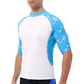 Runhit Rash Guard for Men Short Sleeve UPF50+ Mens Swim Shirt UV Sun Protection Water Shirt Men Swimming Shirt Quick Dry in Saudi Arabia
