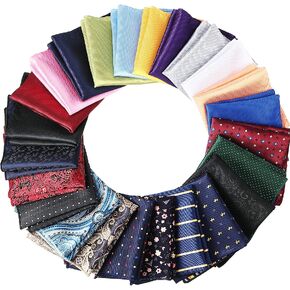 SATINIOR 24 Pieces Mens Pocket Squares Mens Handkerchief Soft Colored Men Assorted Hankies for Wedding Party (Stylish Style)