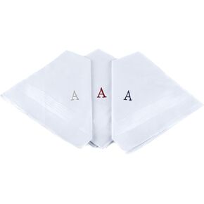 Initial Handkerchief for Men, Monogrammed Boxed 3 Piece Set,100% Cotton in Saudi Arabia