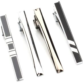 QIMOSHI 6 Pcs Tie Clips for Men Tie Bar Clip Set for Regular Ties Necktie Wedding Business Tie Pin Clips