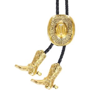 Bolo Ties for Men Western - 3D Cowboy Hat Bolo Tie Design with Vintage Cowboy Boots Bolo Tie Western Bolotie Cowboy Bola Tie